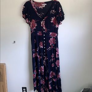 High low Floral Button Up Dress
